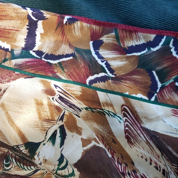 Large Handpainted Japanese Silk Watercolor Scarf Vintage ACUTE Bird Scarf - Picture 15 of 16